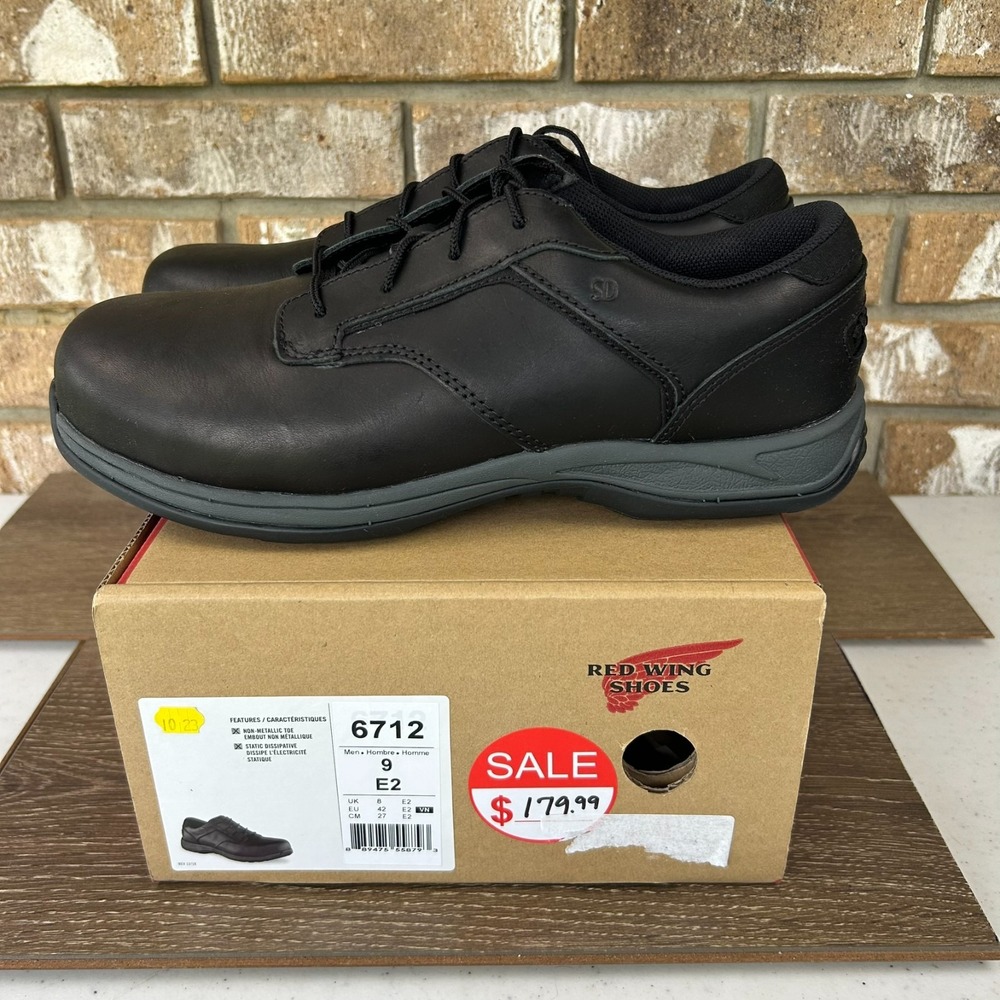 RedWing 6712 ComfortPro Composite Toe Oxford Work Shoes Mens 9 E2 Black NEW